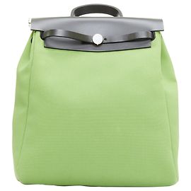Hermès Herbag Rucksack aus grün-schwarzer Leinwand Grün