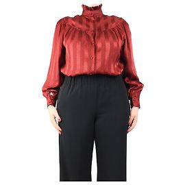 Saint Laurent Blusa de seda estampada con puntos rojos - tamaño Roja