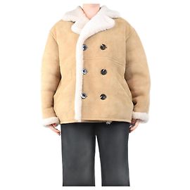 Soeur Neutral suede shearling jacket - size UK 14 Other