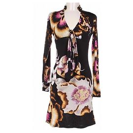 Robe Roberto Cavalli à Motif Floral en Jersey Taille M Multicolore