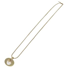 Runder Logo-Anhänger Halskette Christian Dior Metall Golden