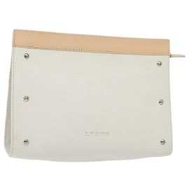 LOEWE Lederpouch Weiß Auth 127975 Weiß