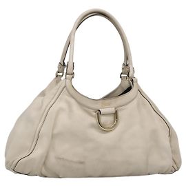 GUCCI Tote Bag Leather Ivory Gold 189835 Auth 135191 Golden Cream