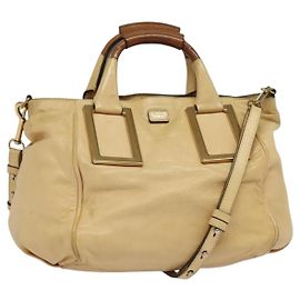 Chloé Sac à main en cuir Chloe Etel 2 en 1 Beige Or Auth am9018 Beige Doré