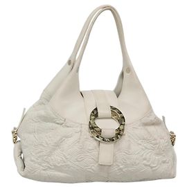 Bulgari Borsa a Spalla BVLGARI Chandra in Pelle Bianco e Oro Auth 140646 Bianco D'oro