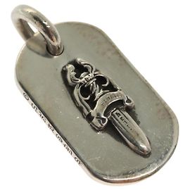 Collana Dog Tag Pugnale Sollevato Chrome Hearts Ag925 Argento Auth 138893M Argento