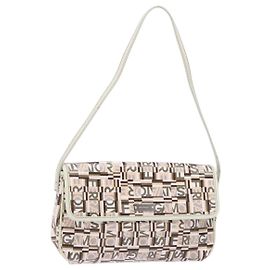 Salvatore Ferragamo Accessory Pouch PVC Beige Silver Auth BA5509 Silvery Beige