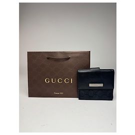 Vintage Gucci Leather Monogram Wallet black Black