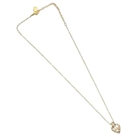 Christian Dior Logo Herz Anhänger Halskette Metall mit Kristall Golden