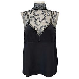Top sem mangas em malha com detalhes Carasi de Dries Van Noten Preto