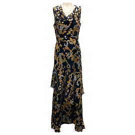 Robe maxi sans manches en soie métallisée noire / or / argent de Peter Pilotto Noir