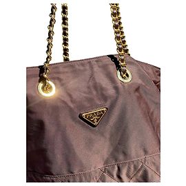 Bolsa Prada com corrente de nylon Marrom