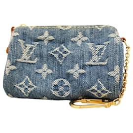 Louis Vuitton-Pochete Speedy PM em Denim Monogram Louis Vuitton-Azul