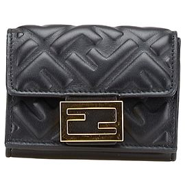 Fendi Baguette Micro Trifold Wallet Black