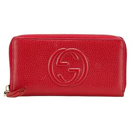 Carteira longa de couro vermelho Gucci Soho Vermelho