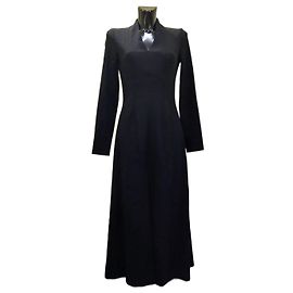 Plein Sud Black Long Dress Deep V-neck Black