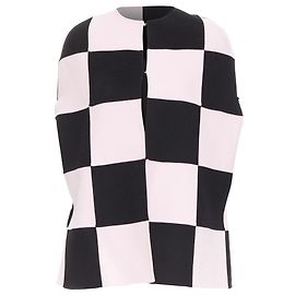 Valentino Garavani Cappotto a poncho a quadri nero e rosa Valentino Nero