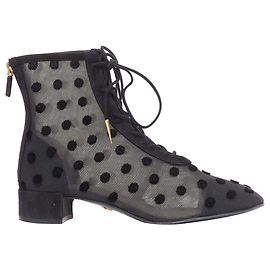 Dior black mesh gold tip ankle boots Black