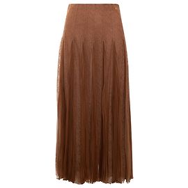 Valentino Garavani Saia midi plissada com painéis de renda Valentino Marrom