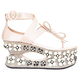 Prada pink satin floral Geisha platforms Pink