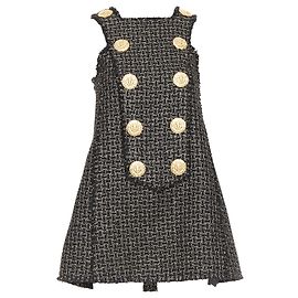 Robe mini en tweed doré Balmain Noir