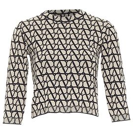 Valentino Garavani Beige Woll-Crop-Pullover von Valentino Braun Beige