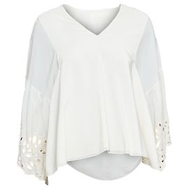 Chloé Cremefarbene Bluse mit Spitzenbesatz von Chloe Weiß Roh