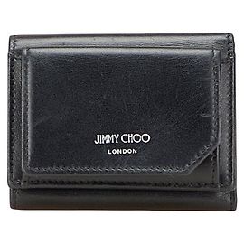 Cartera de cuero trifold Hawley de JIMMY CHOO Negro