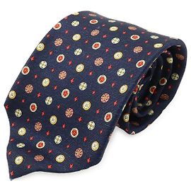 Bulgari BVLGARI Sevenfold Silk Tie Red Blue Multiple colors Navy blue