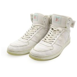 Louis Vuitton Rivoli Line Monogram Emboss High Cut Sneakers Pink White Light blue