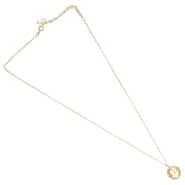 Runder Anhänger CD Christian Dior Halskette Metall Golden