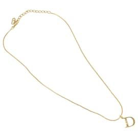 Christian Dior D Logo Anhänger Halskette Metall Golden