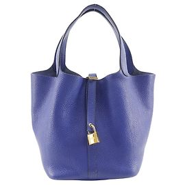 Bolsa Picotin Lock Clemence MM da Hermès Azul
