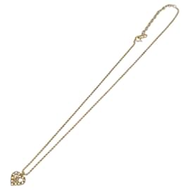 Christian Dior Logo Herz Anhänger Halskette Metall mit Kristall Golden