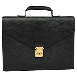 Louis Vuitton Serviette Ambassadeur Handbag Epi Leather Black