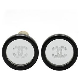 Orecchini rotondi a specchio Coco Mark Vintage di Chanel Nero