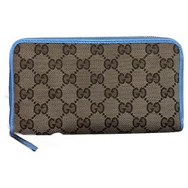 Gucci Long Zip Wallet Blue Exotic Leather Blue