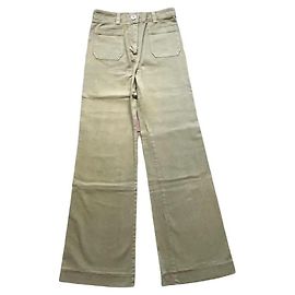 Isabel Marant Etoile Jeans Retos Caqui de Algodão Caqui