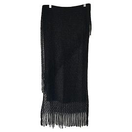 Autre Marque Charakter Schwarz Netzrock mit Fransen Schwarz