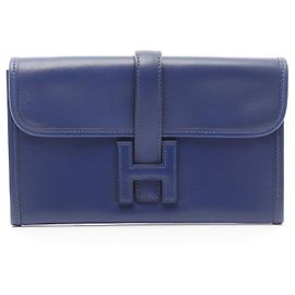 Bolsa clutch Jige Duo em couro box da Hermès Azul Azul marinho