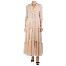 Philosophy Di Alberta Ferretti Maxikleid aus hellrosa Spitzenlagen - Größe UK 8 Pink