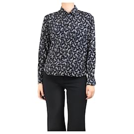 Saint Laurent-Black motorcyle printed silk shirt - size UK 8-Black