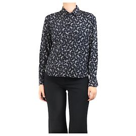 Saint Laurent Camicia in seta stampata con moto nera - taglia UK 8 Nero
