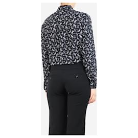 Saint Laurent-Black motorcyle printed silk shirt - size UK 8-Black