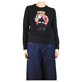 Polo Ralph Lauren Schwarzer Polo-Bär-Pullover - Größe S Andere