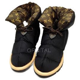 Louis Vuitton Boots Nylon Brown Black Brown Black