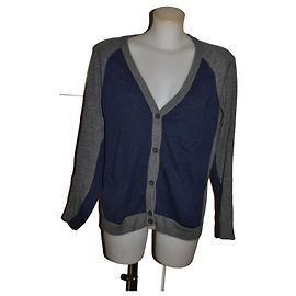 Cardigan Mm6 Margiela Blu e Grigio in Lana Blu Grigio
