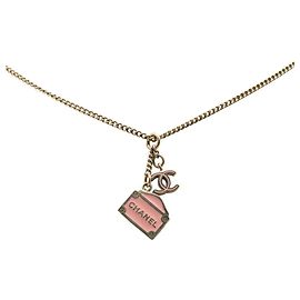 Collar Vintage Chanel Coco Mark Rosa Dorado