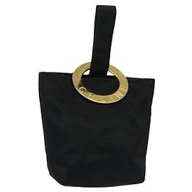 Céline Pochette Celine Nylon Nero Oro Auth 140367 Nero D'oro