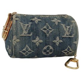 LOUIS VUITTON Monogram denim Trousse Speedy PM Pouch Blue M95082 LV Auth 142340 Blue